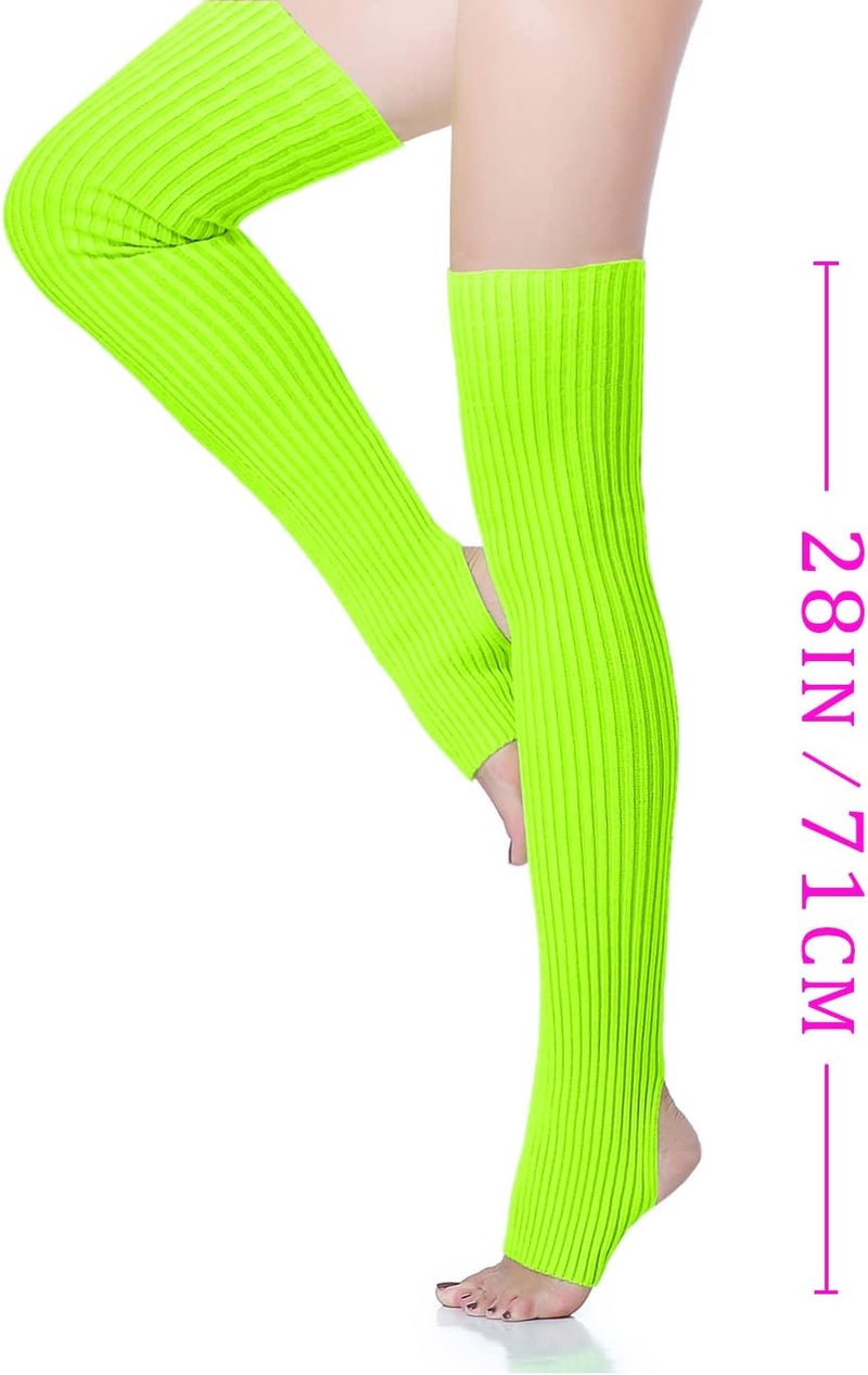v28 Long Leg Warmer, Women’s Men 80s Party Ribbed Knit Dance Sports - Image 2